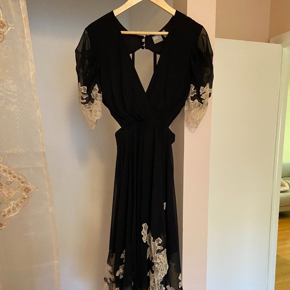 ASOS Black Gown with Cream Lace